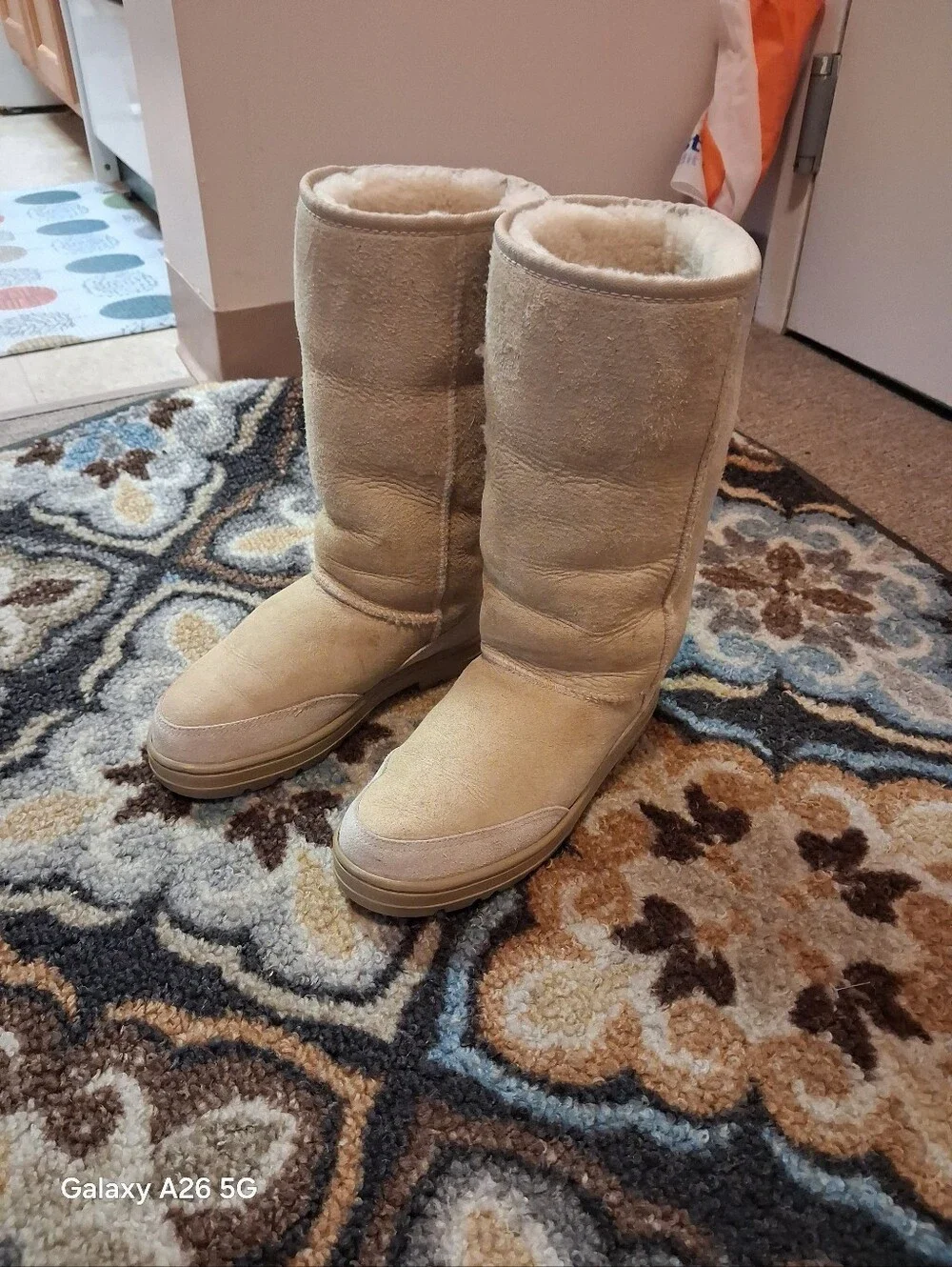 UGG AUSTRALIA Women's Tall Shearling-Lined Winter Boots - Sand Color Size 7